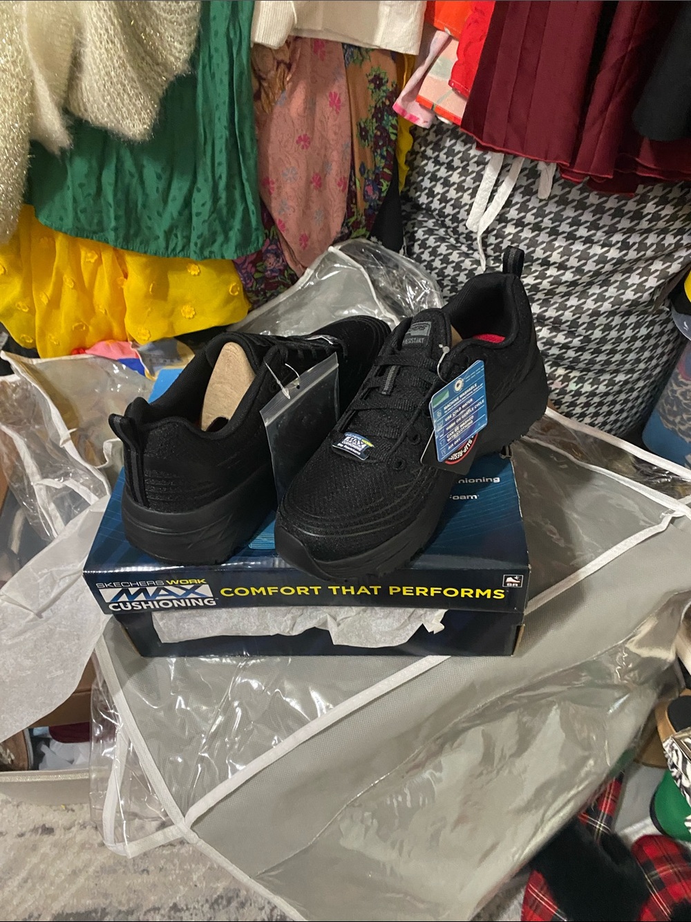 Skechers Black Slip-Resistant Work Sneakers